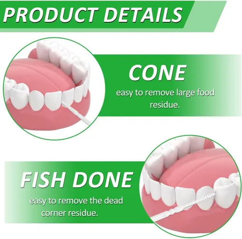 Vista 3 de 1100pcs palillo de dientes de plástico palillo de dientes de higiene oral 2 vías interdental cepillo palillo
