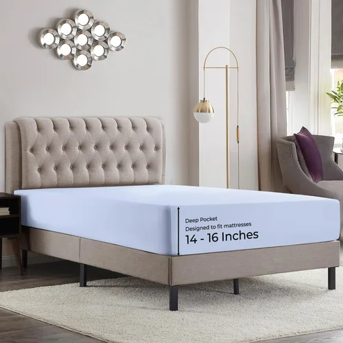 Vista 28 de Empyrean Bedding Sábanas de cama individual – Sábana bajera ajustable de 14 a 16 pulgadas individual – Sábana bajera súper suave individual – Sábana