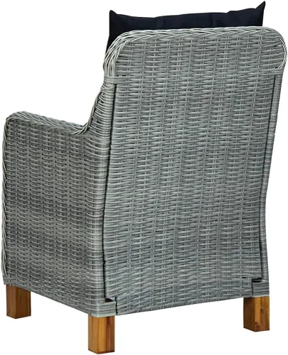 Vista 7 de Sillas de patio con cojines, 2 piezas, ratán de polietileno, gris claro, comedor, sillas de mesa de comedor para playa, patio, picnic, estudio
