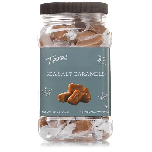 Vista 11 de Taras Gourmet Sea Salt Caramels All Natural Candy Creamy & Individually Wrapped with Real Butter (20 oz)