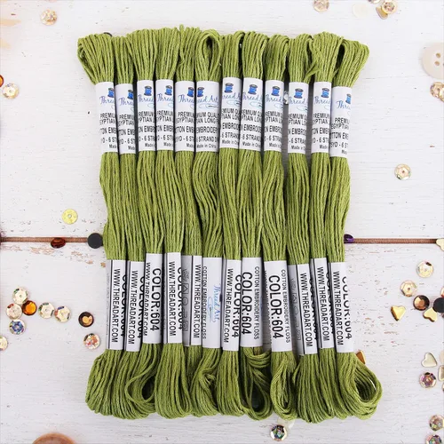 Vista 27 de 12 madejas ThreadArt Premium de hilo de bordar de algodón egipcio de fibra larga Gris antiguo 6 hilos divisibles de 8.75 yardas cada uno