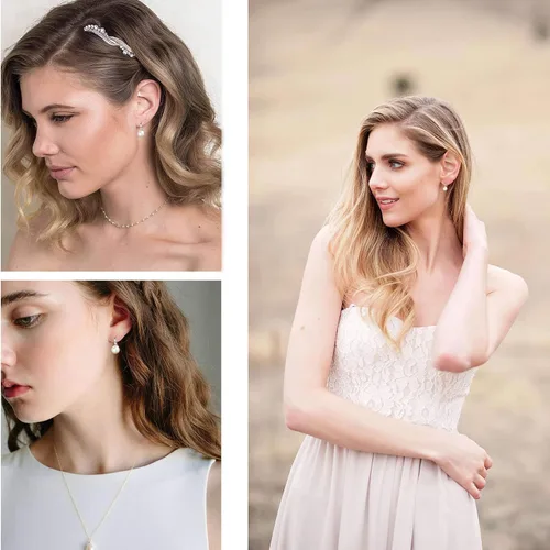 Vista 5 de Aretes colgantes de plata de ley 925 seleccionados a mano AAA+ de 7.5 a 0.315 in con perlas cultivadas de agua dulce blancas para mujer