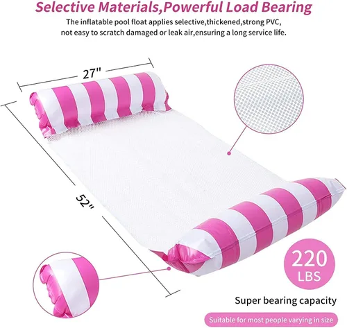 Vista 3 de Hamaca flotante para piscina, silla de agua, plegable, inflable para natación, tumbona flotante para adultos familiares – 2