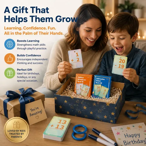 Vista 7 de Tarjetas de memoria de suma y resta Alened, tarjetas flash matemáticas 2do grado Math Facts Flashcards 1-20, Math Manipulatives Games for
