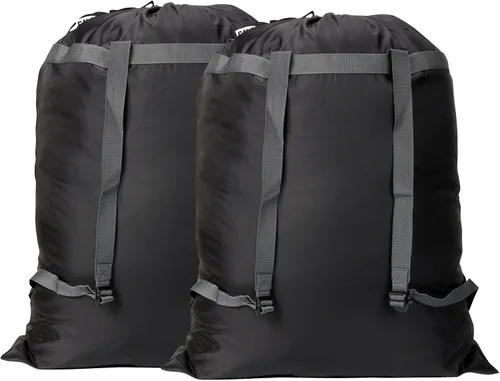 Vista 17 de Paquete de 2 mochilas para lavandería, 27 x 34 pulgadas, bolsa de lavandería resistente con correas para el hombro, cierre de cordón, mochila