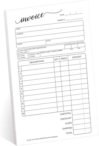 Vista 9 de Stylish Script - Bloc de formulario de factura sin carbono de 2 partes, 50 hojas, 3.4 x 5.5 pulgadas, libro de recibos de venta de pedidos de compra