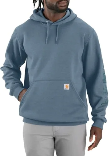 Vista 70 de Carhartt Sudadera de ajuste holgado para hombre con logotipo en la manga, de peso medio, gráfica, liquidación Terreno ámbar