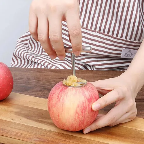 Vista 3 de Herramienta de cocina separadora de núcleo de pera de manzana, removedor de núcleo de pera de manzana de acero inoxidable, removedor de picaduras
