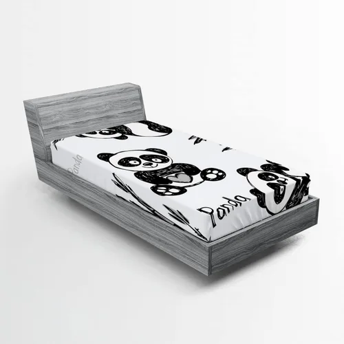 Vista 82 de Ambesonne Juego de sábanas bajeras veganas, ilustración de plátanos simétricamente alineados con patrón de frutas exóticas, funda de cama
