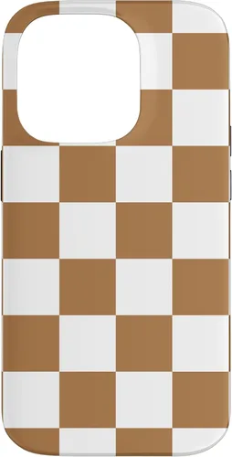 Vista 17 de iPhone 16 Checkered Checkerboard Indie Aesthetic Brown Coffee Beige Case