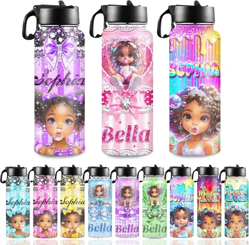 Vista 17 de Botella de agua personalizada con foto, botella de agua deportiva de acero inoxidable con imagen personalizada para niños, hombres y mujeres