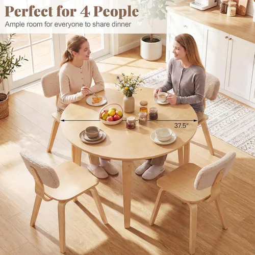Vista 8 de GIANTEX Mesa de comedor redonda para 2-4, mesa de cocina de 37.5 pulgadas Natural
