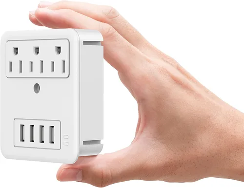 Vista 8 de LAX Gadgets Extensor de toma de corriente múltiple y protector de sobretensiones – Regleta de alimentación de 5 pies – Adecuado para uso