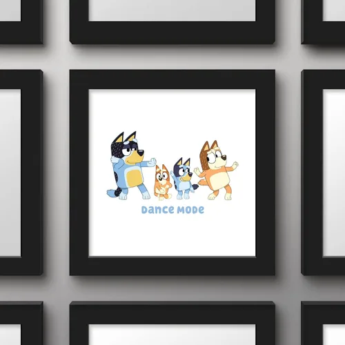 Vista 2 de Gallery Pops Bluey - Arte de pared de modo baile, versión enmarcada negra, 12 x 12 pulgadas, arte de pared de Gallery Pops