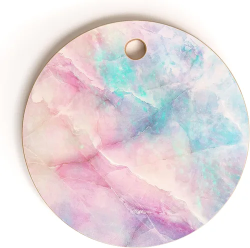 Vista 9 de Society6 Tabla de cortar de bambú Emanuela Carratoni Celestial Geometric Art Tabla decorativa para servir charcutería, terrazo rosa, 16 pulgadas