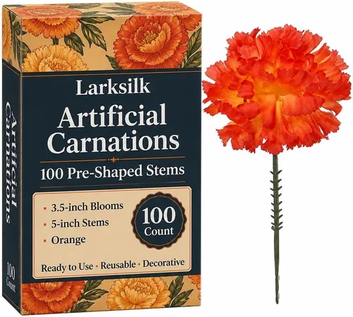 Vista 49 de Larksilk - Claveles artificiales negros, 3.5 pulgadas, paquete de 100