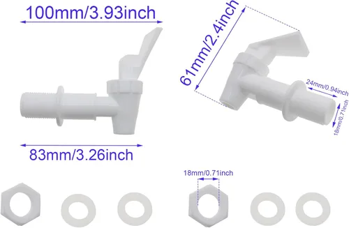 Vista 2 de 2 unids dispensador grifo plástico espita agua blanco reutilizable bebidas dispensador piezas para botella de agua