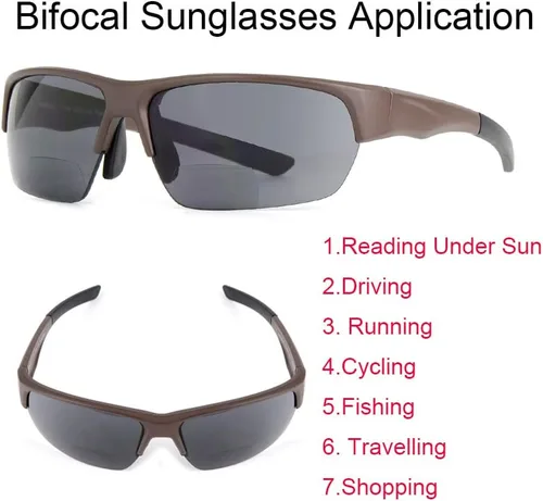 Vista 5 de Paquete de 3 lentes de sol bifocales de lectura para hombres y mujeres con almohadilla nasal ajustable, lectores de sol tintados envolventes