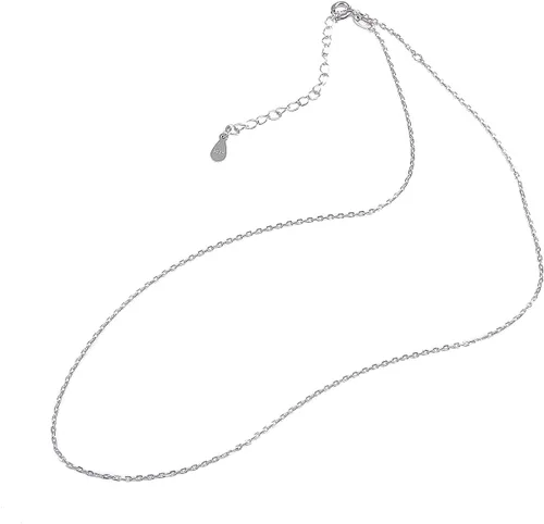 Vista 5 de Collar de cadena de cable de plata de ley 925 de 0.039 in, cierre de resorte, ajustable de 15 a 18 pulgadas, Plata esterlina