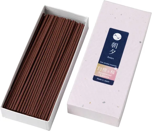 Vista 11 de Asayu Japan Varitas de incienso con bajo contenido de humo para meditación matutina o nocturna, relax o yoga, hecho en Japón 1.41 oz - Jazmín