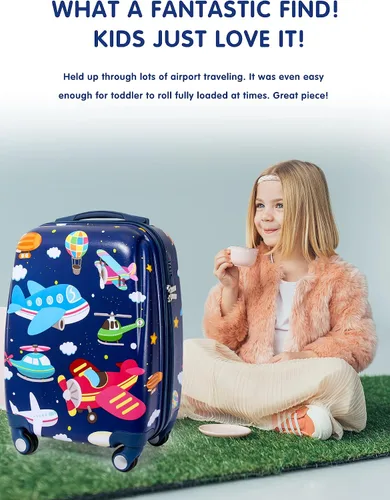 Vista 3 de Maleta de mano para niños con 4 ruedas, funda rígida para que los niños pequeños viajen, B-PLA, Katong