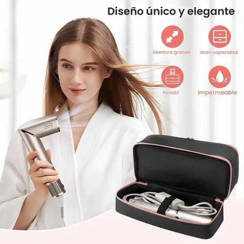 Vista 5 de Funda de viaje para secador de pelo Shark FlexStyle, bolsa de secador de pelo de doble capa, organizador de herramientas de belleza, bolsa