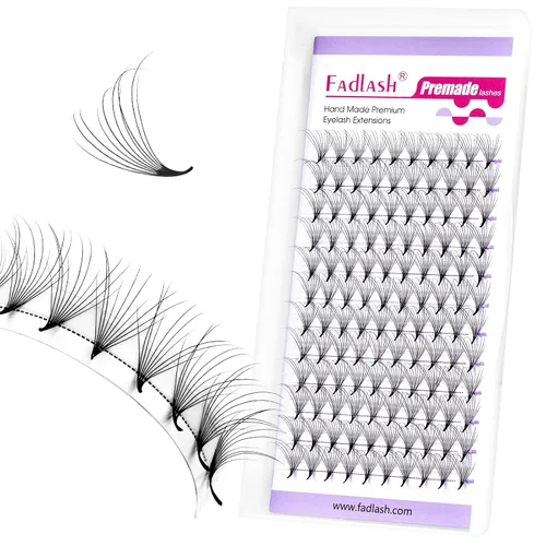 Vista 71 de FADLASH Extensiones de pestañas postizas en abanico con base puntiaguda 10D, extensiones de pestañas postizas de tallo medio, extensiones