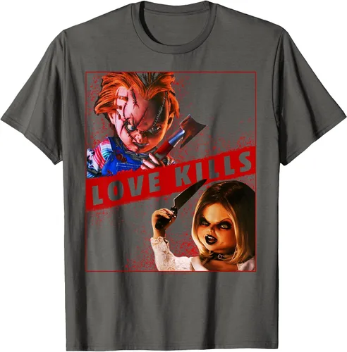 Vista 66 de Child's Play Chucky and Tiffany Love Kills T-Shirt Asphalt Grey