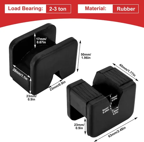 Vista 2 de Toolly Paquete de 4 adaptadores de almohadilla para soporte de gato, 2-3 toneladas universal de goma resistente con marco ranurado riel protector