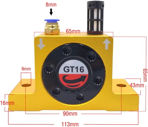 Vista 2 de GT-16 G 1/4 '' vibradores de turbina de control neumático vibrador giratorio de aire neumático vibrador industrial silencioso para tolva silenciador