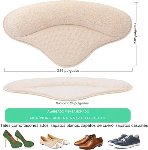 Vista 2 de 6 pares de almohadillas de talón para zapatos sueltos, almohadillas de talón para zapatos demasiado grandes, para hombres y mujeres, protectores