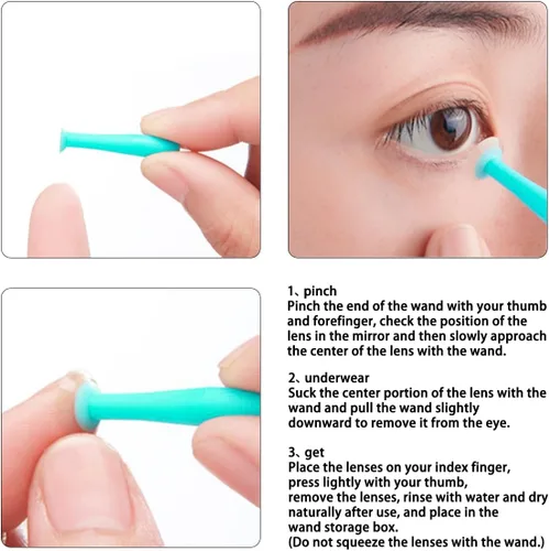 Vista 5 de Herramienta de inserción de removedor de lentes de contacto portátil de silicona aplicador con botella de plástico para lentes duros