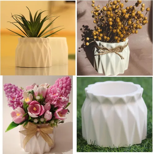 Vista 7 de Molde de Silicona para Florero de Flores Secas, Maceta de Concreto, Plantas Suculentas, Molde de Cemento Yeso Arcilla para Frasco de Vela/Contenedor