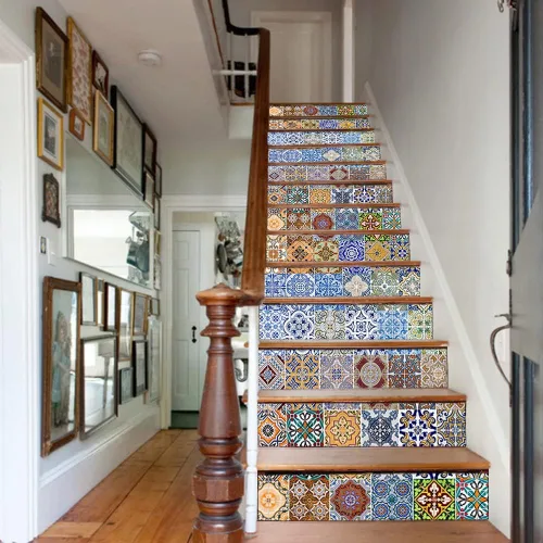 Vista 2 de KACOLOR Pegatinas autoadhesivas de paisaje natural 3D para escaleras, murales de pared, calcomanías de vinilo para escaleras, decoración de papel