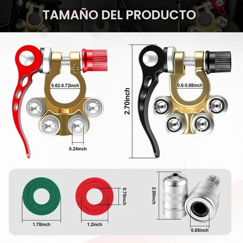 Vista 2 de SINGARO Conector de terminal de batería de automóvil, clip de terminal de liberación rápida de poste positivo y negativo de 4 vías, aplicable a