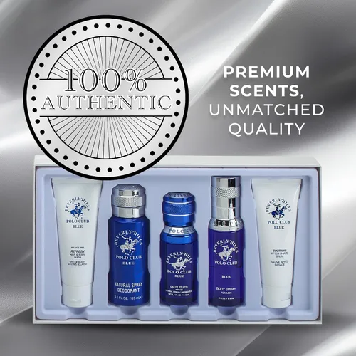 Vista 6 de Beverly Hills Polo Club BHPC Colonia Set de Regalo de 5 Piezas para Hombre Eau de Toillete, Desodorante, Gel de Ducha, Jabón Corporal, Fragancia