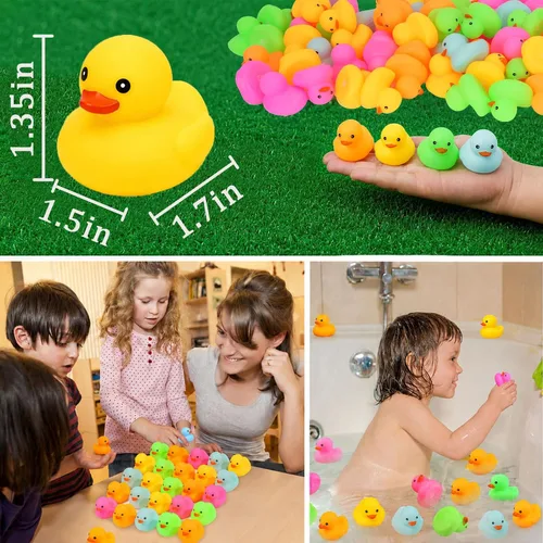 Vista 5 de 50 piezas de mini patos de goma de baño, patitos de goma multicolor a granel, mini patos que se esconden para cruceros, regalos de fiesta