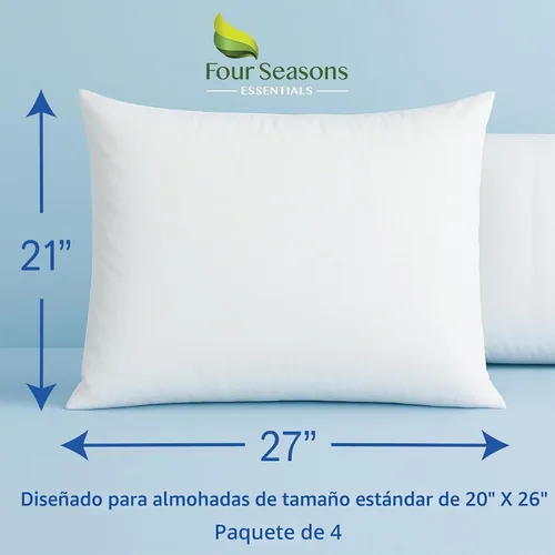 Vista 2 de Protectores de almohada estándar (juego de 4) – Funda de almohada hipoalergénica, impermeable, a prueba de polvo, alérgenos con cremallera