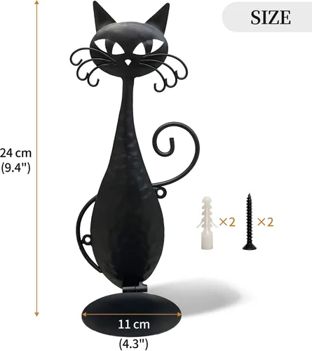 Vista 2 de Candelabros de cristal para velas de pilar, candelabros de pared de gato de metal negro