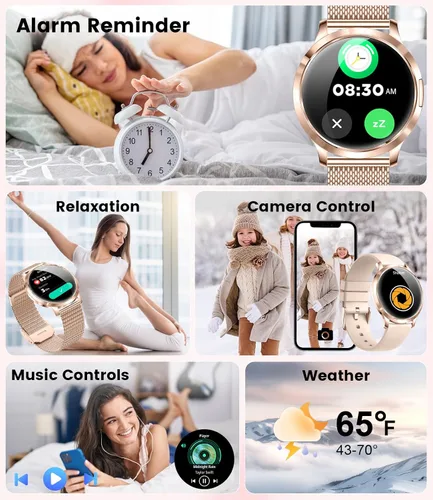 Vista 8 de DREMAC Smart Watch(Make Call/Thin),1.32'' Amoled Curved Display for Android iPhone,Smart Watches for Women with Heart Rate Monitor,Sleep
