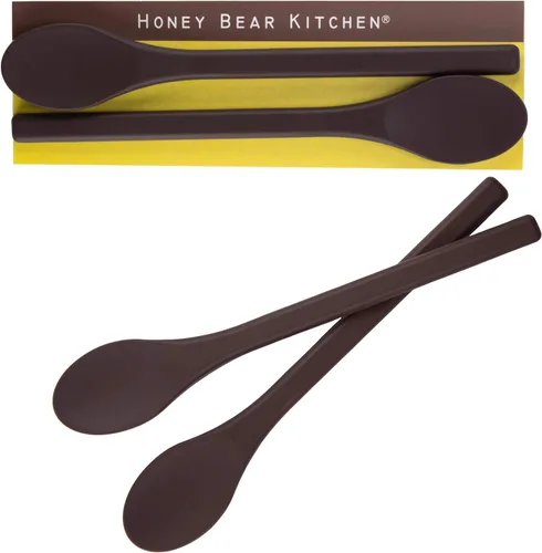 Vista 15 de Honey Bear Kitchen Cuchara agitadora de silicona (juego de 2, negro oso negro) para café y té