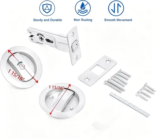 Vista 7 de Dontay Cerradura de indicadores codificados por color para puerta de bolsillo, cerradura de manijas de privacidad (cama/baño), fondo de 2-3/8 Níquel