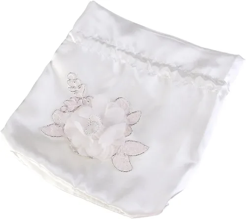 Vista 3 de ULTNICE Bolso de mano con cordón para boda, bolso de satén nupcial, Blanco