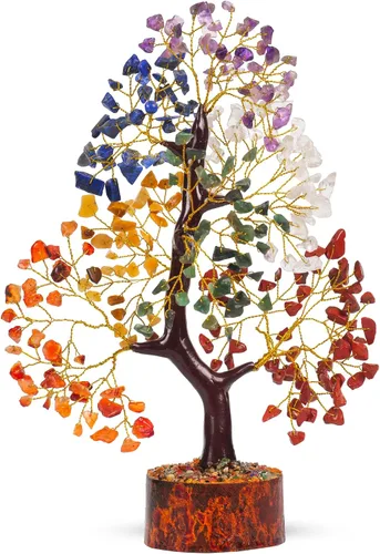 Vista 2 de Árbol de chakras, árbol de cristal, árbol de los siete chakras, decoración de chakras, piedras de chakras del árbol de la vida, árbol de cristal