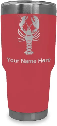 Vista 40 de LaserGram Vaso aislado al vacío de 20 onzas, langosta, grabado personalizado incluido (negro)