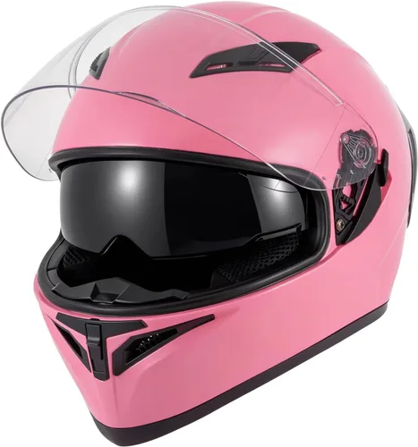 Vista 10 de SPARK Casco de motocicleta de cara completa para adultos, aprobado por DOT, ligero y ventilado, doble visera para hombres y mujeres, motos de nieve
