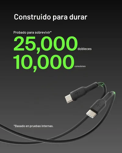 Vista 4 de Belkin BoostCharge - Cable USB-C a USB-C (1M/3.3 pies) para iPhone 17, iPhone 17 Pro, Samsung Galaxy S25, S24, Pixel 10 & 9, iPad Pro, Nintendo Negro