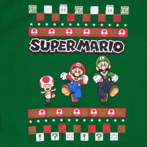 Vista 5 de Nintendo Super Mario Bros - Conjunto de 2 piezas para niños, sudadera navideña y pantalones deportivos, paquete de 2 unidades para niños y niños