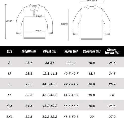 Vista 2 de PGM Polera polo de manga larga para hombre de algodón ajustado diseño básico primavera 2023