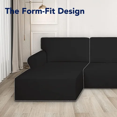 Vista 3 de PureFit - Fundas superelásticas para sofá modular en L, 2 fundas de elastano antideslizantes con borde elástico, ideal para niños y mascotas
